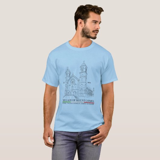 MANNEN T-Shirt Light Blue van OLMC Line-Logo (Voorkant volledig)