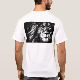 Mannen T-Shirt Lion Face Back Side Print Sjabloon