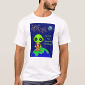 Mannen-T-shirt met alien en vuurwerk van JoImages T-shirt (Voorkant)