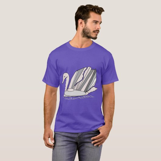 Mannen T-shirt met Art Deco Zwaan (Voorkant volledig)