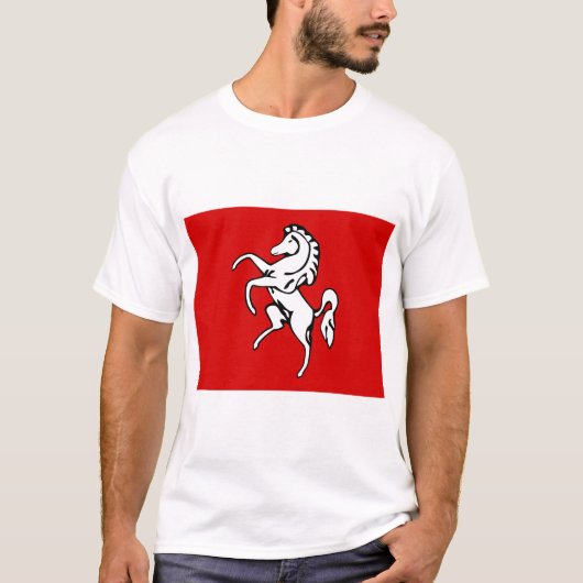 Mannen T Shirt met de vlag van Kent, Engeland (Voorkant)