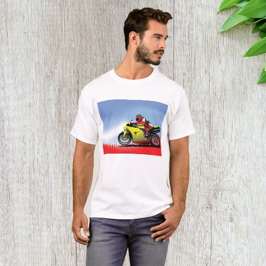 Mannen T-shirt met gele motor
