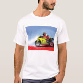 Mannen T-shirt met gele motor (Voorkant)