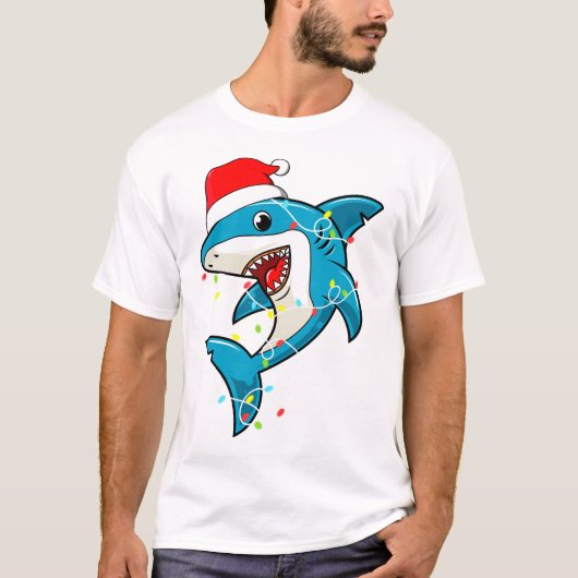 Mannen T-Shirt met kerstlampjes voor de korte Kers (Voorkant)