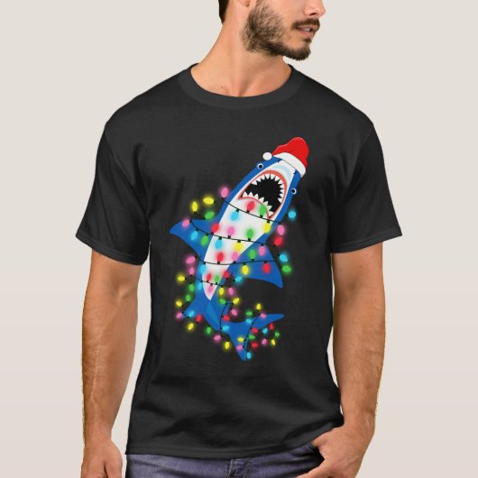 Mannen T-Shirt met kerstlampjes voor de korte Kers (Voorkant)