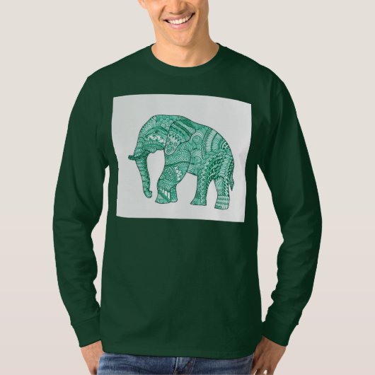 Mannen T-shirt met pattereerde olifant (Voorkant)