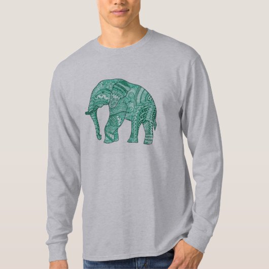 Mannen T-shirt met pattereerde olifant (Voorkant)