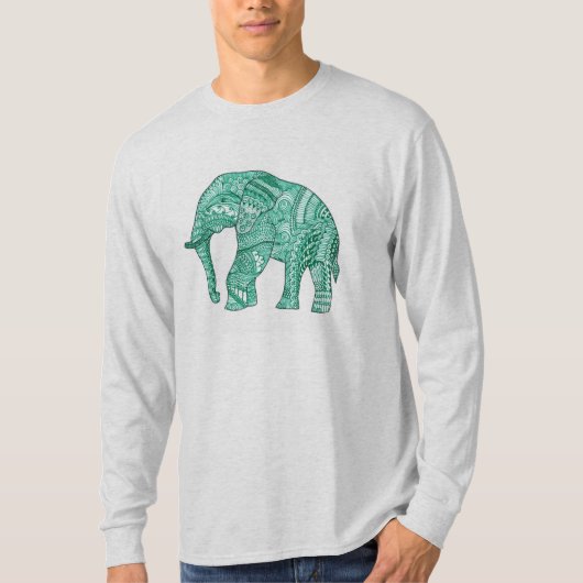 Mannen T-shirt met pattereerde olifant (Voorkant)