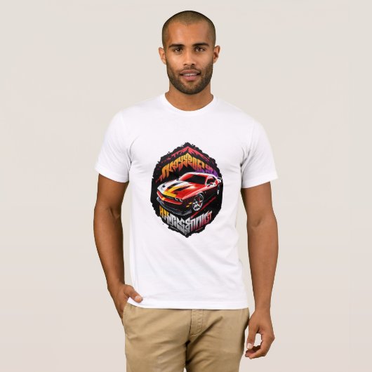 Mannen T-shirt met Red Dodge Challenger (Voorkant volledig)