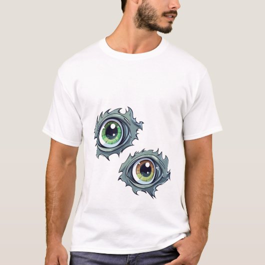 Mannen T-shirt met Ripped-Eye Cartoon Design (Voorkant)