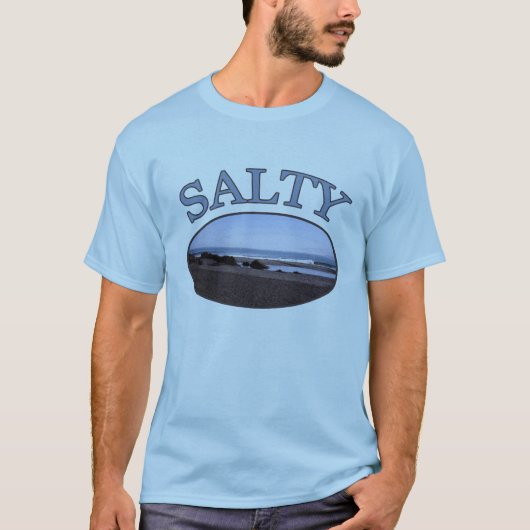 Mannen T-shirt met Salty Beach (Voorkant)