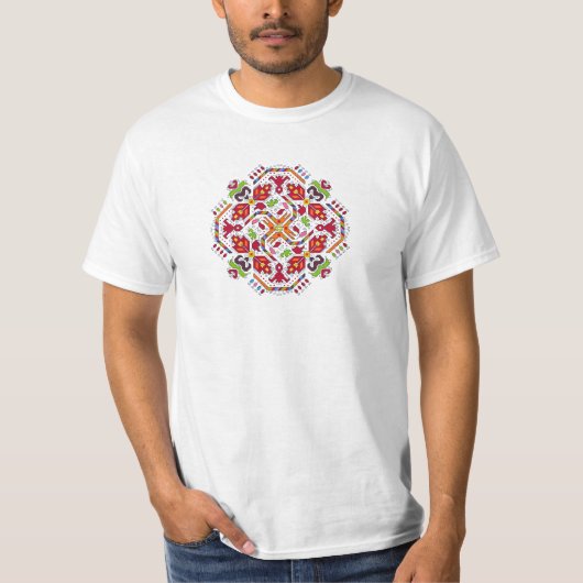 Mannen T-shirt met traditioneel Bulgaars borduurwe (Voorkant)