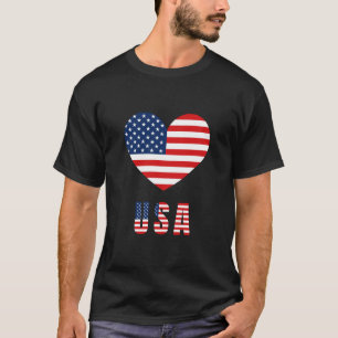 Mannen T-shirt met USA Flag Heart Design