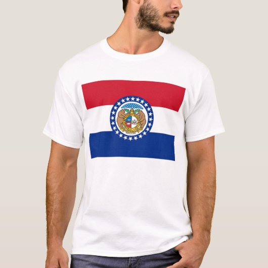 Mannen T Shirt met vlag van de staat Missouri (Voorkant)