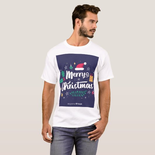 Mannen T-shirt met vrolijk kerstdesign (Voorkant volledig)