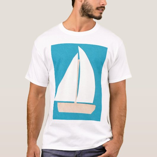 Mannen T-shirt met witte zeilboot (Voorkant)