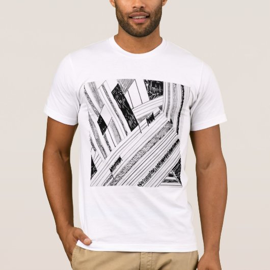 Mannen T-shirt met zwarte en witte streep (Voorkant)