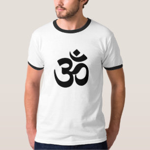 Mannen T-shirt met zwarte rand en om-symbool