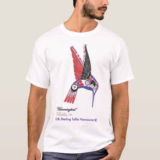 Mannen T-Shirt Native Artist Hummingbird Design (Voorkant)