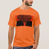mannen t shirt oranje boomontwerp in zwart (Voorkant)