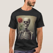Mannen T-shirt - Skeletportret met Roos (Voorkant)