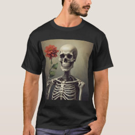 Mannen T-shirt - Skeletportret met Roos