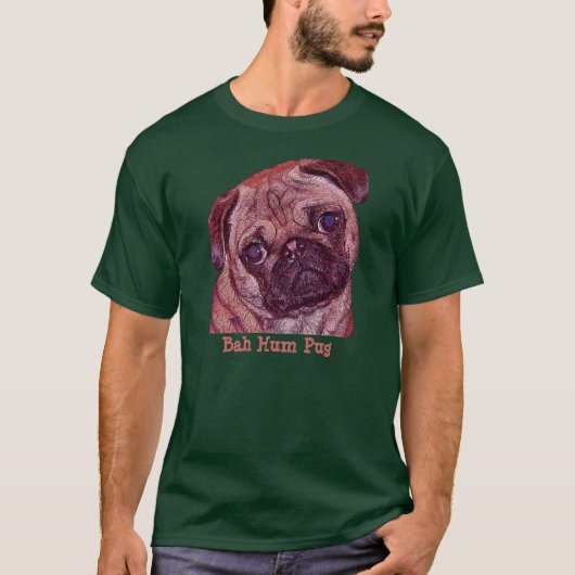 Mannen T-shirt van Pug "Bah Hum Pug" (Voorkant)