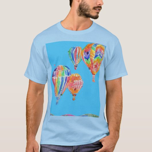 Mannen T-Shirt voor Waterverf van warme luchtballo (Voorkant)