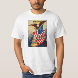 Mannen T-Shirt w/Eagle die vrijheid verdedigt