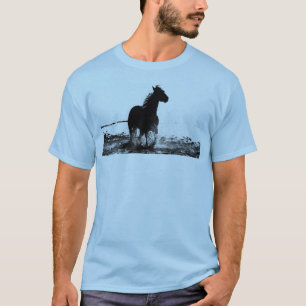 Mannen T-Shirten met paardenPop Kunstlicht blauw T-shirt