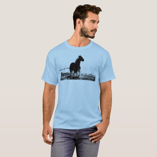 Mannen T-Shirten met paardenPop Kunstlicht blauw T-shirt (Voorkant volledig)