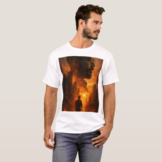 Mannen T-shirts Apocalyptic Warrior Cinematic Post (Voorkant volledig)