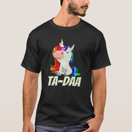 Mannen TA DAA Middle Finger Rainbow Unicorn T-shirt (Voorkant)