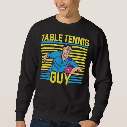 Mannen Tafeltennis Guy Ping Pong Speler Racket Sci Trui (Voorkant)