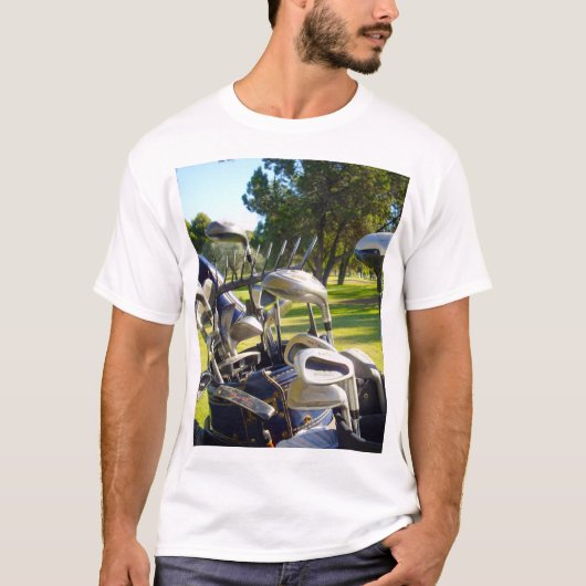 Mannen tas van golfclubs T-shirt, T-shirt (Voorkant)
