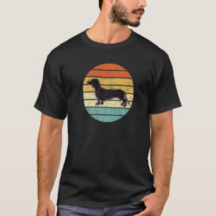 Mannen Teckel Hond Retro Zonsondergang T-shirt
