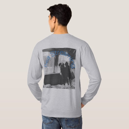 Mannen Tee Shirt met lange mouw met logo aan de vo (Achterkant volledig)