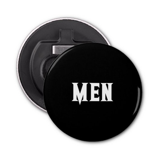 Mannen Tekst Aangepaste Zwarte Kleur Achtergrond w Button Flesopener (Voorkant)