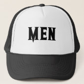 MANNEN Tekst Mannen Jongen Wit en Zwart Kleur Trucker Pet (Voorkant)