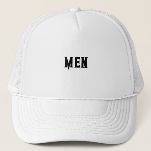 MANNEN Tekst Witte kleur Knappe Jongens Mannen Trucker Pet (Voorkant)
