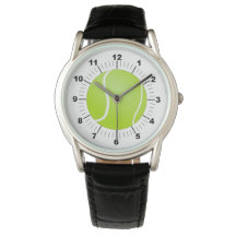 Mannen Tennis Ball Crown Zwart lederen bandhorloge
