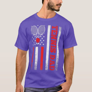 Mannen Tennis Papa Amerikaanse Vlag Sport Vader T-shirt