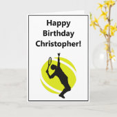 Mannen Tennis Player Coach Minimalistisch Birthday Kaart (Gele Bloem)