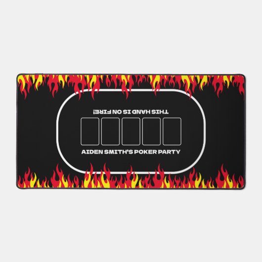 Mannen Texas Hold'em Zwart Rood Vuur Poker Tafel Bureaumat (Voorkant)