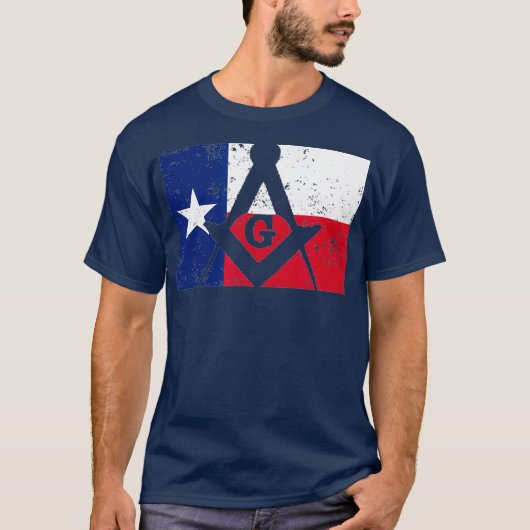 Mannen Texas Masonic Square Compass Vrijmetselaar T-shirt (Voorkant)
