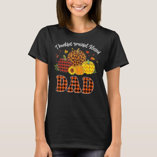 Mannen Thankful Grateful Blessed Pumpkin Leopard P T-shirt (Voorkant)