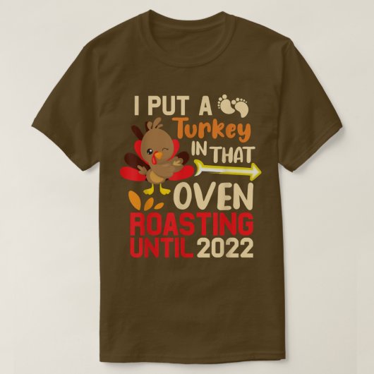 Mannen Thanksgiving: Turkije in die Oven Preg T-shirt (Design voorkant)