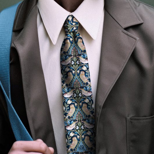 Mannen Thrushes Birds Monogram William Morris Stropdas