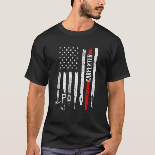 Mannen timmerman vlag kunst cool houtbewerker bero t-shirt (Voorkant)