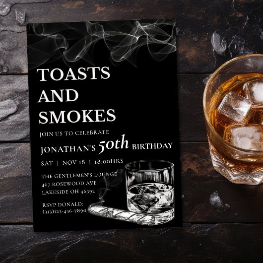 Mannen Toasts & Smokes Whiskey Sigaar Kaart